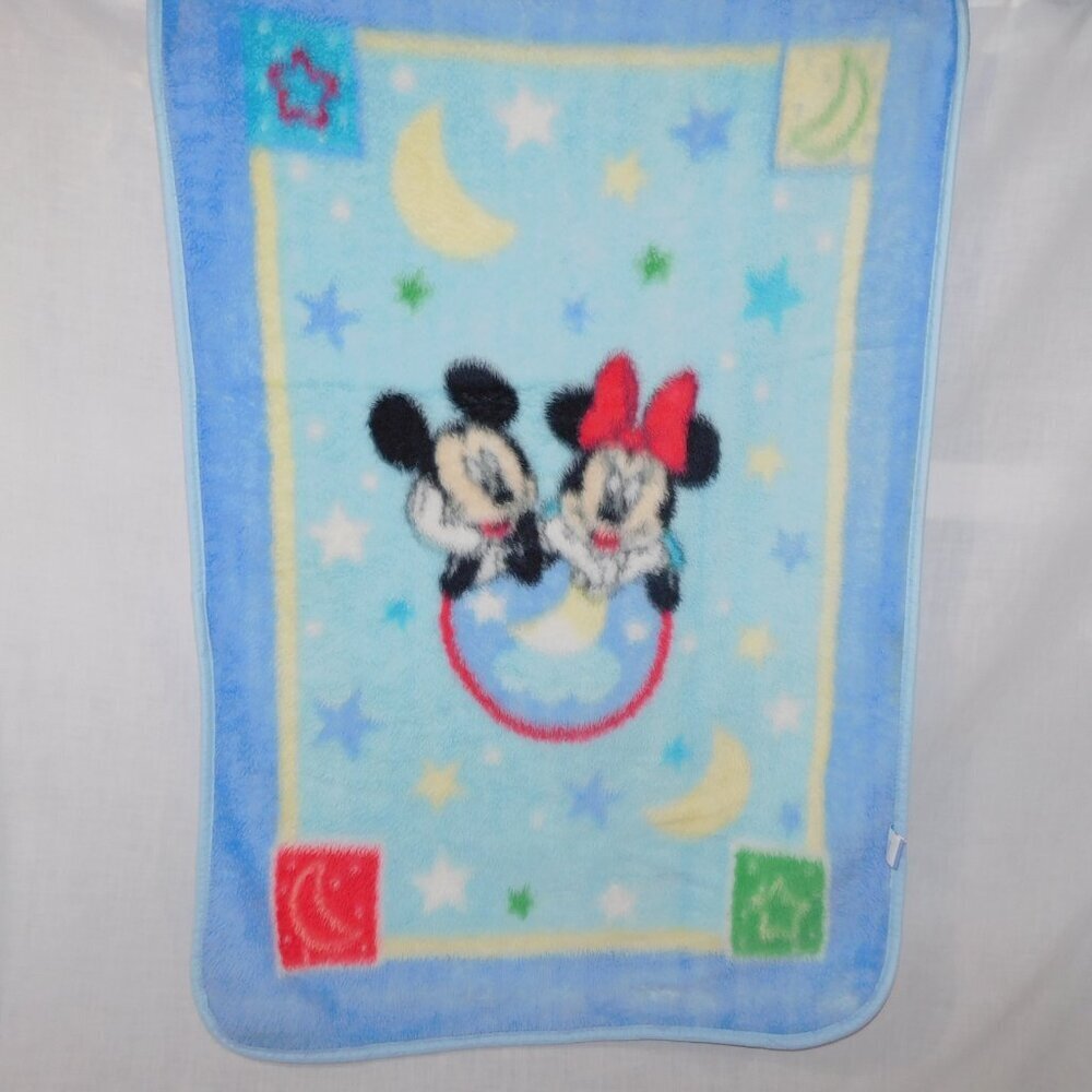 VTG Disney Mickey Mouse Minnie Star Moon Plush Fleece Baby Blanket 30 x 45 - Picture 6 of 6